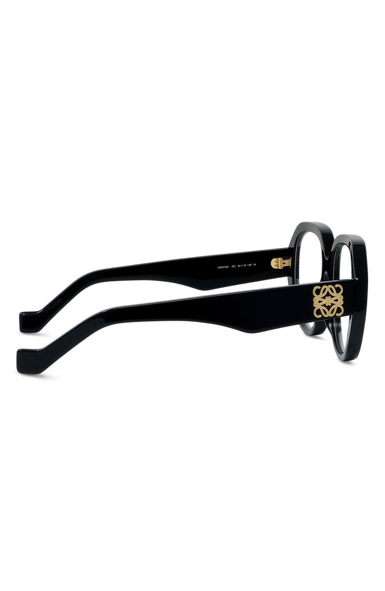 Loewe Anagram 54mm Geometric Optical Glasses, Alternate, color, Shiny Black