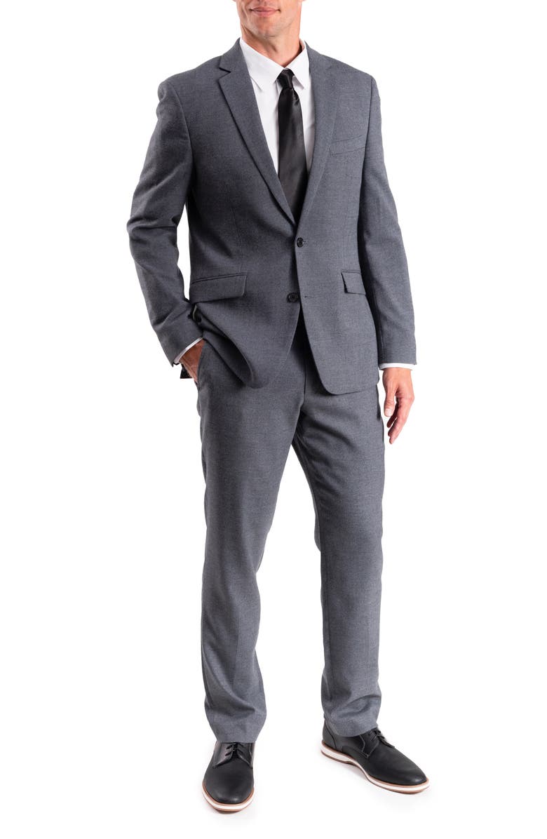 SAVILE ROW CO Charcoal Donegal Twist Trim Fit Suit, Main, color, Grey