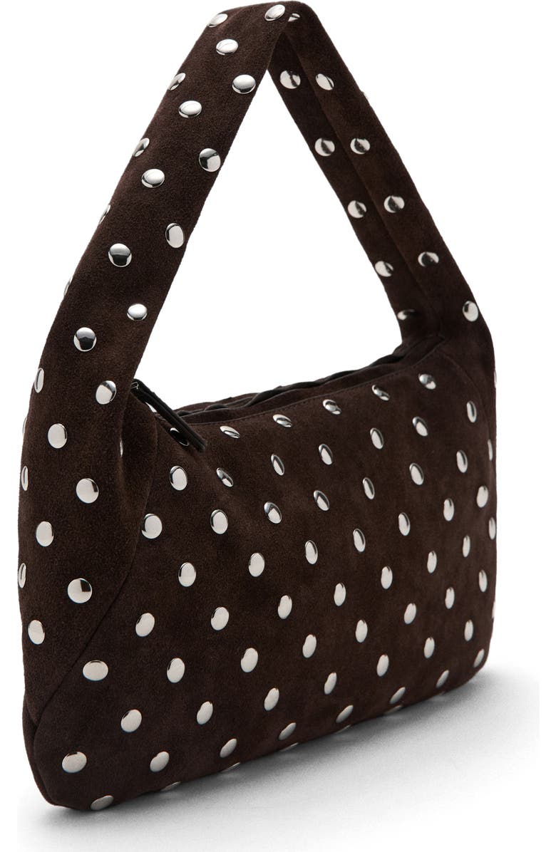 MANGO Studded Suede Shoulder Bag, Alternate, color,