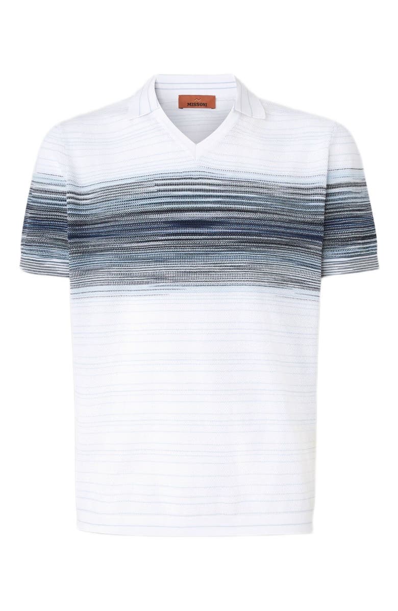 Missoni Honeycomb Cotton Knit Polo Shirt With Slub Detail, Alternate, color, White & Blue