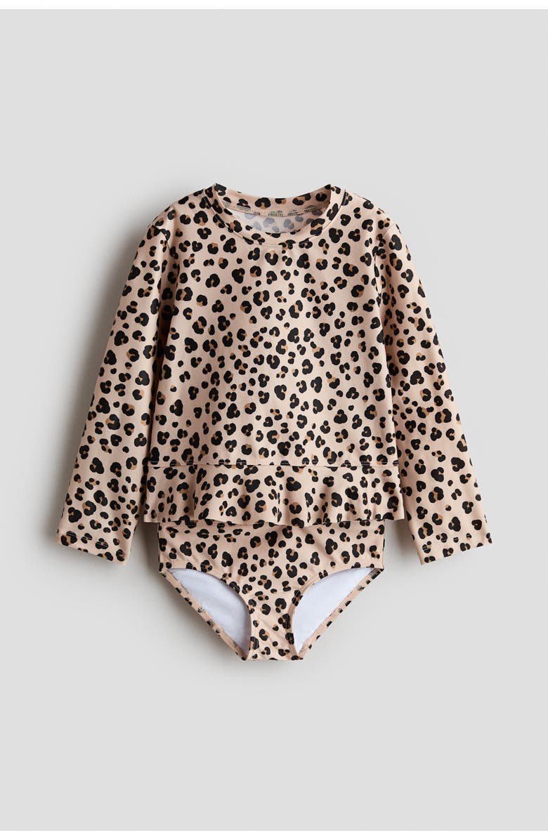 H&M Printed swim set, Main, color, Light Beige/Leopard Print