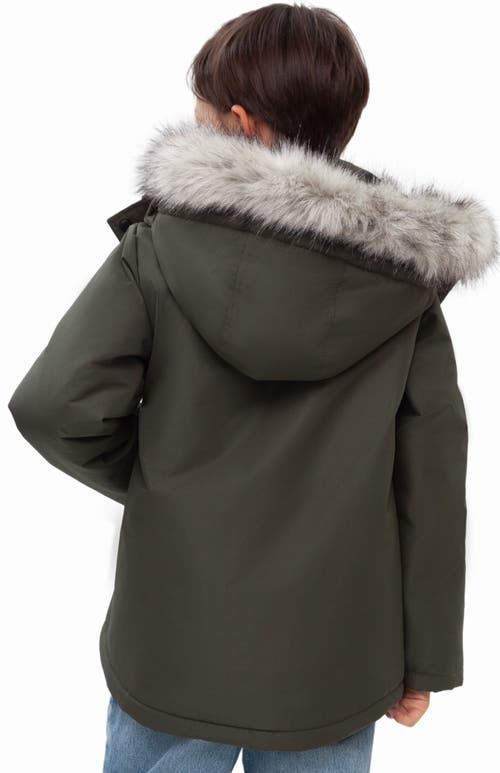 Rokka&rolla Kids' Parka Coat With Detachable Trim In Green