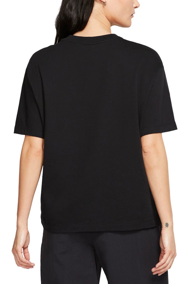 Essential Embroidered Swoosh Organic Cotton T-Shirt, Alternate, color, BLACK/ WHITE