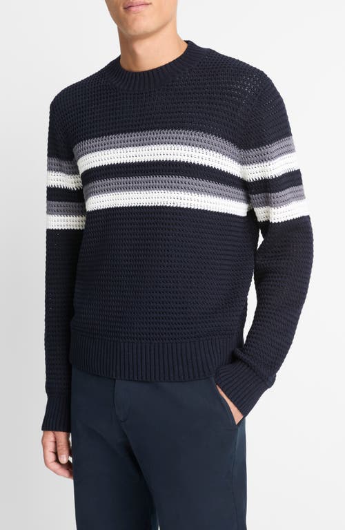 Shop Vince Crafted Textured Chest Stripe Sweater In Coastal Combo