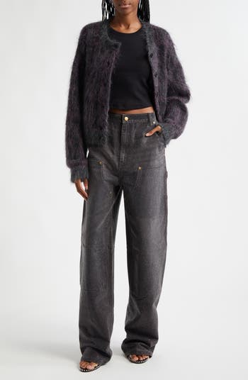 Alexander Wang Hotfix Crystal Wide Leg Carpenter Jeans