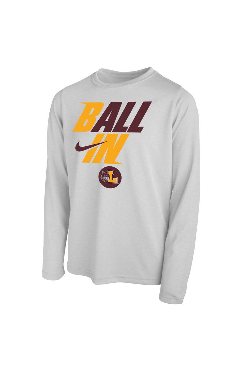 Nike Youth Nike White Loyola Chicago Ramblers Ball In Bench Long Sleeve T-Shirt, Alternate, color, 