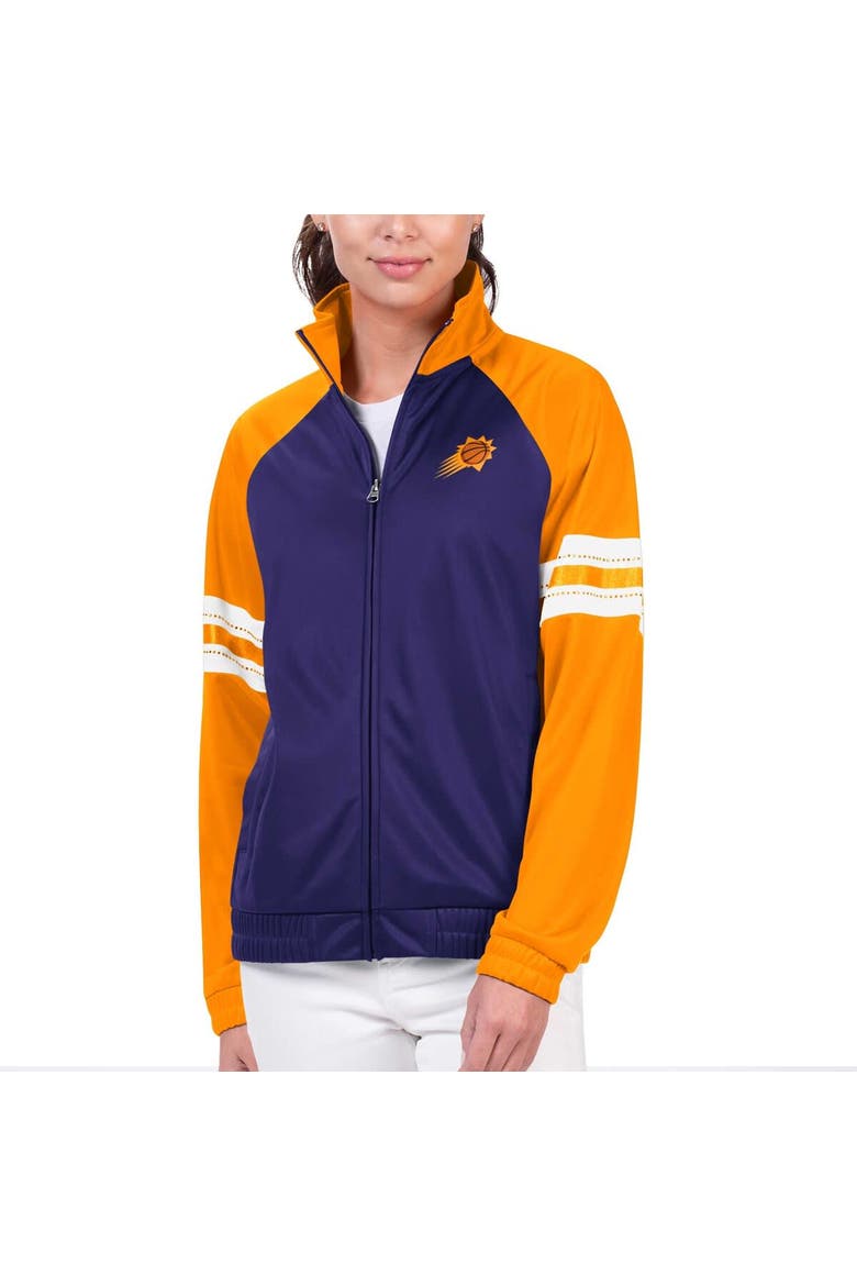 Women's G-III 4Her by Carl Banks Purple Phoenix Suns Main Player Raglan Rhinestone Full-Zip Track Jacket, Alternate, color, Purple