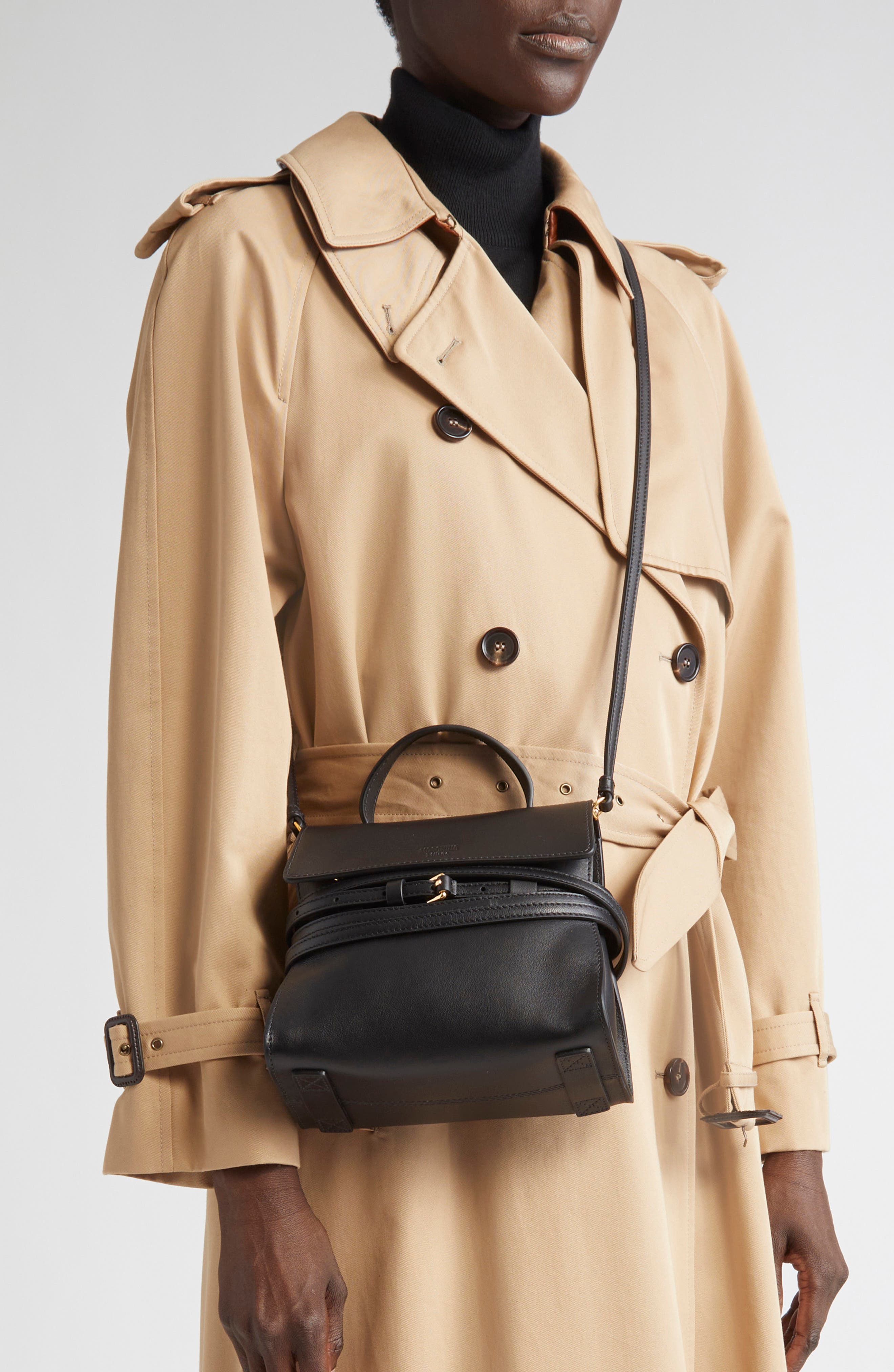 Moschino Tie Me Leather Shoulder Bag, Alternate, color, 