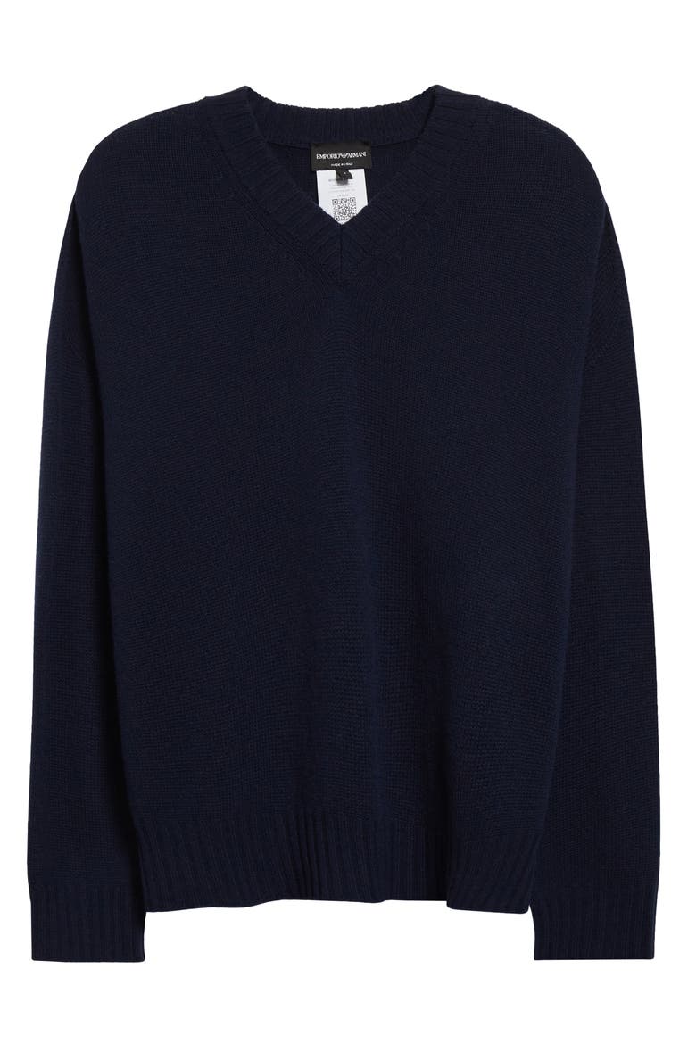 V-Neck Wool & Cashmere Sweater, Alternate, color, DARK NAVY