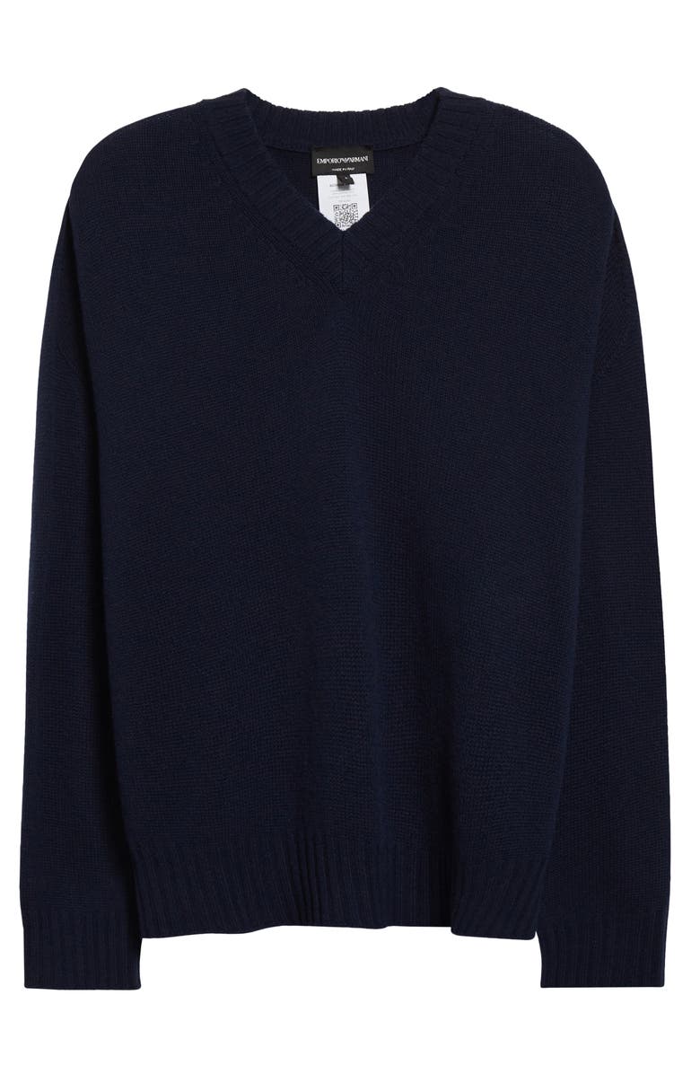 Emporio Armani V-Neck Wool & Cashmere Sweater, Alternate, color, Dark Navy