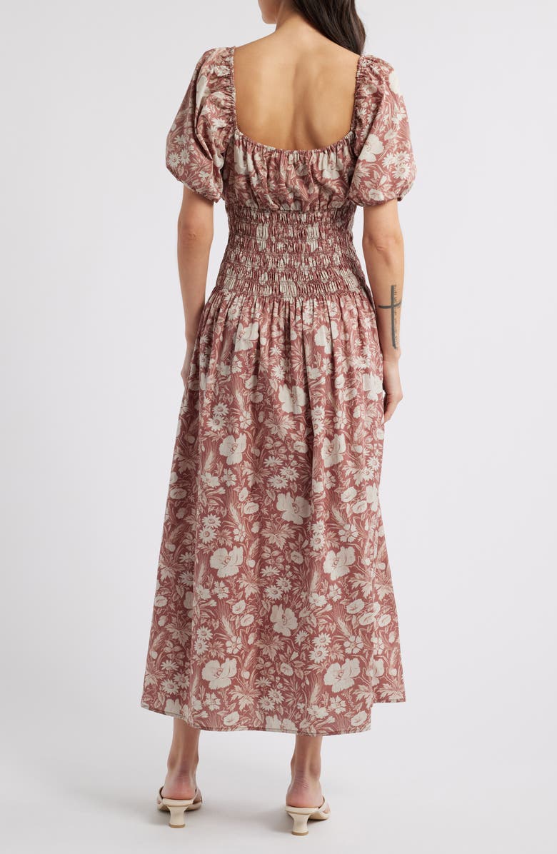 Faithfull the Brand Beatrice Floral Print Cotton Midi Dress, Alternate, color, Sun Flora