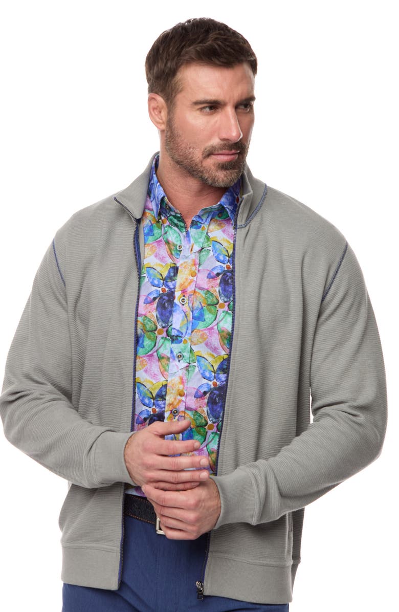 Robert Graham Moser Knit Zip-Up Jacket, Alternate, color, Charcoal