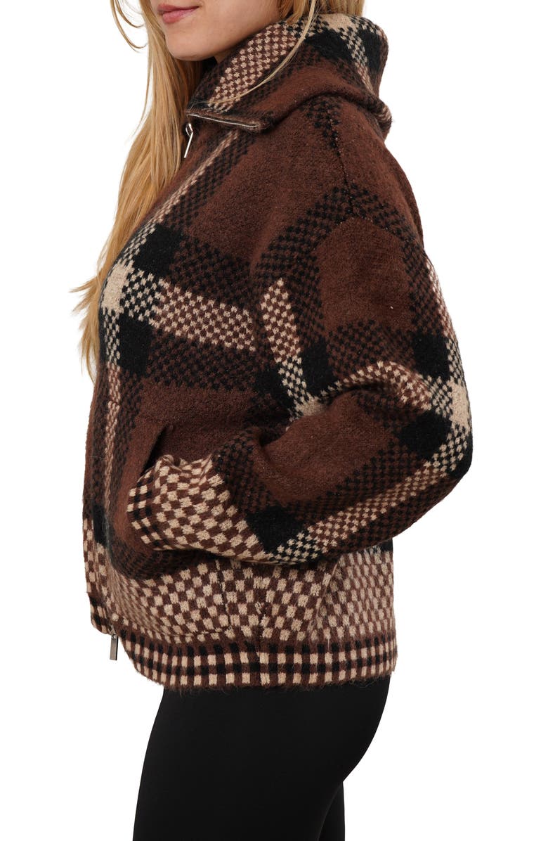 CYRUS Plaid Zip Knit Coat, Alternate, color, Lafayette Plaid