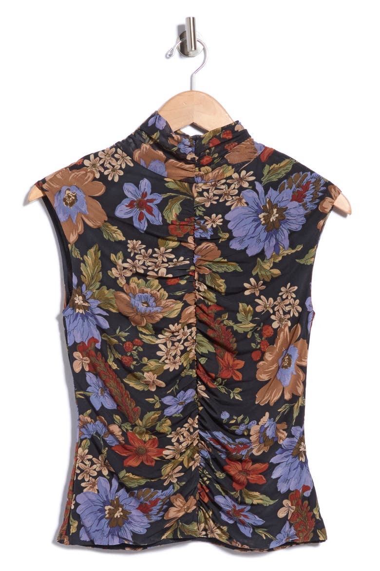 Mock Neck Extended Shoulder Top, Alternate, color, BLACK FLORAL