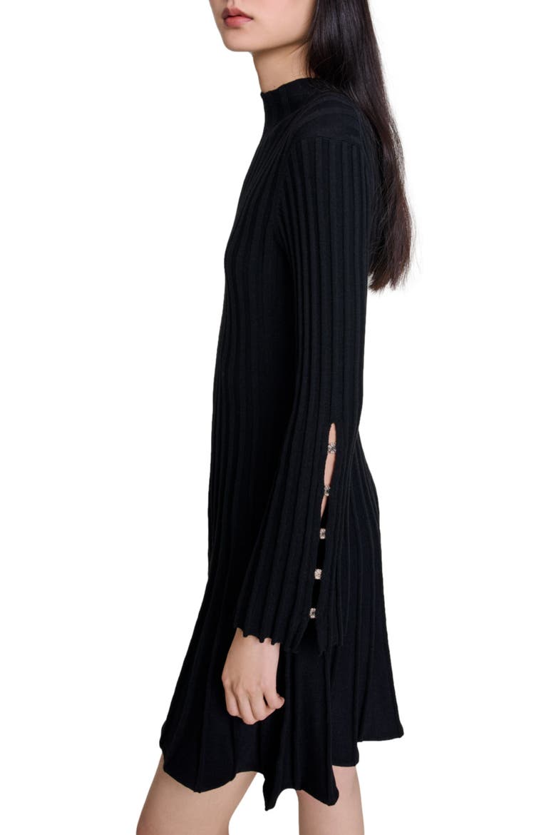 Short knit dress, Alternate, color, Black