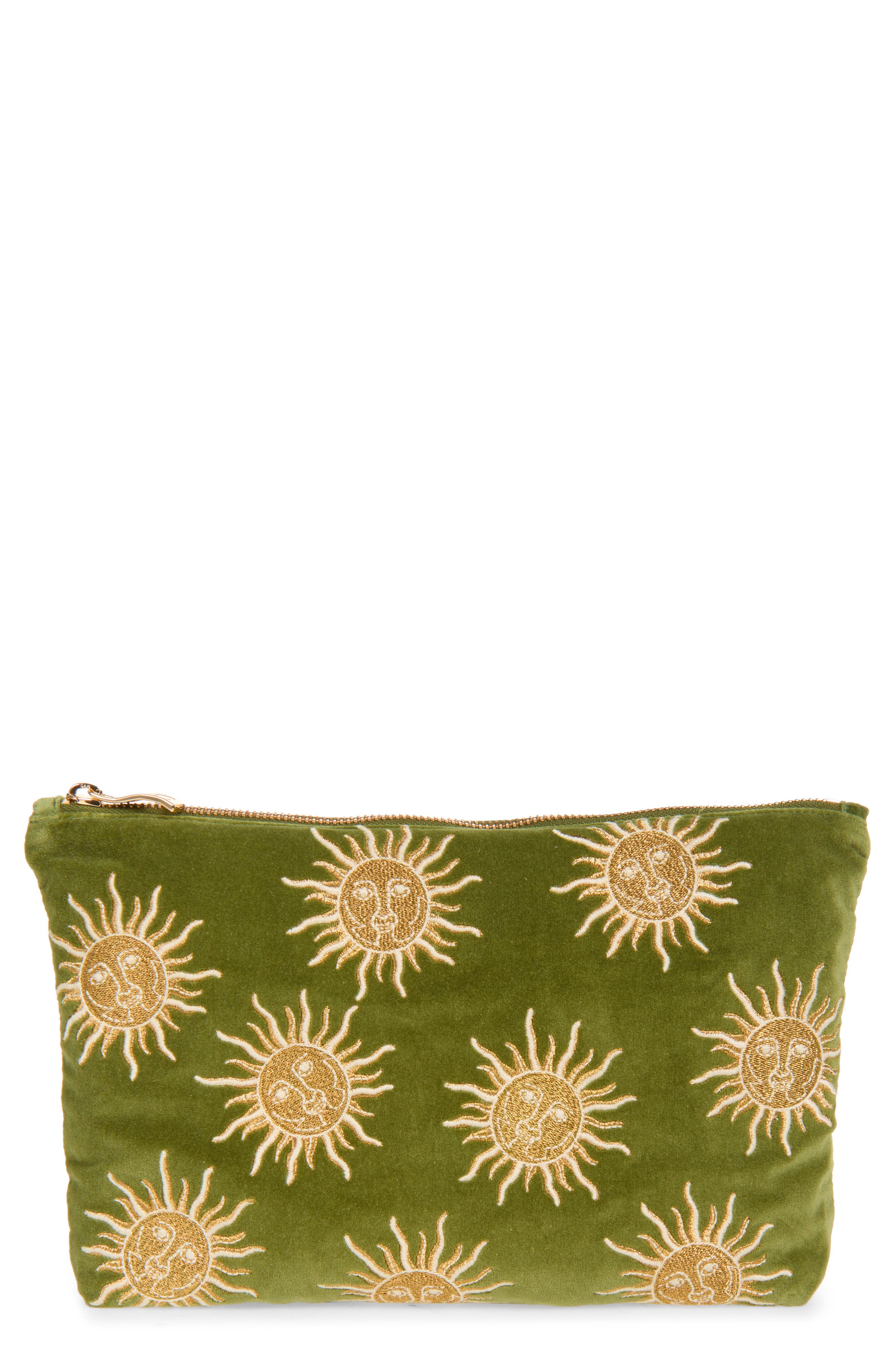Sun Goddess Everyday Pouch, Main, color, FERN GREEN