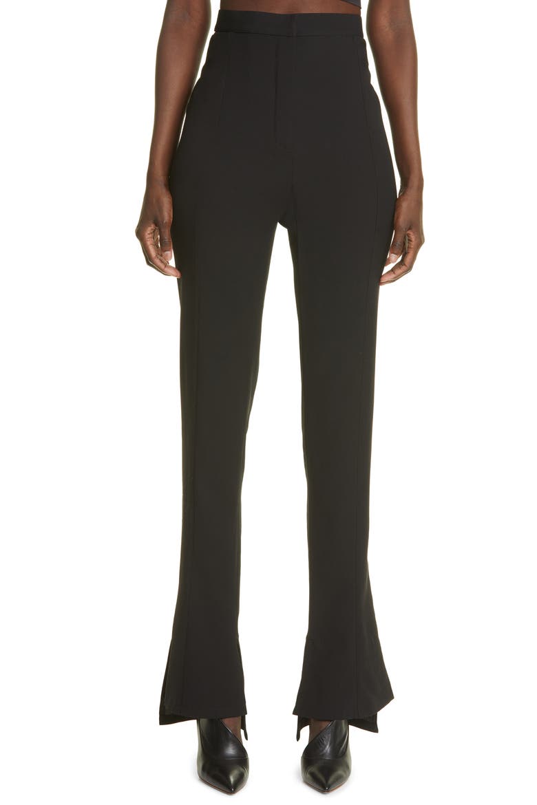 Cutout Step Hem Wool Twill Pants, Main, color, BLACK