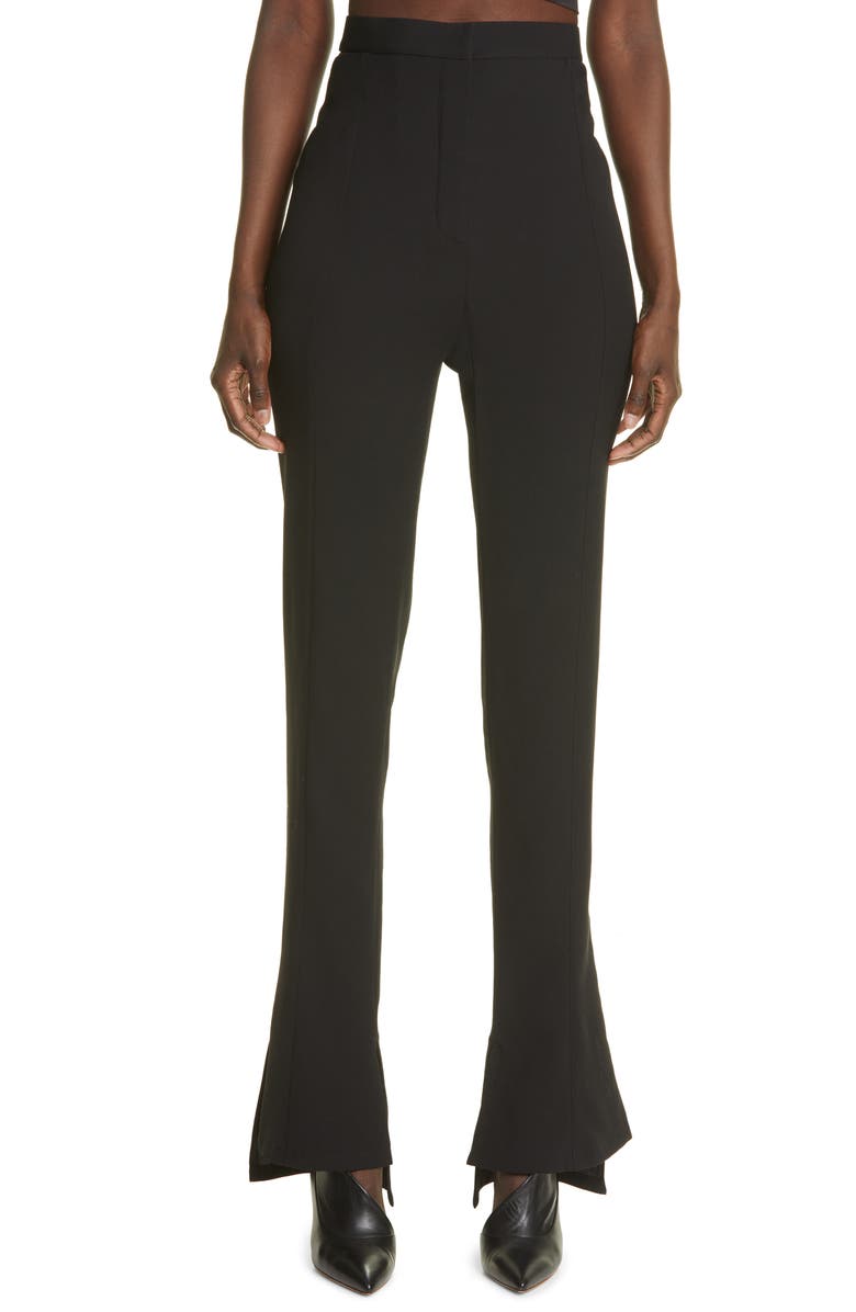 MUGLER Cutout Step Hem Wool Twill Pants, Main, color, 