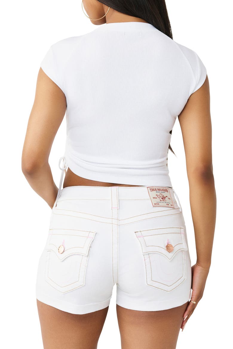 Crystal Ruched Baby Tee, Alternate, color, OPTIC WHITE