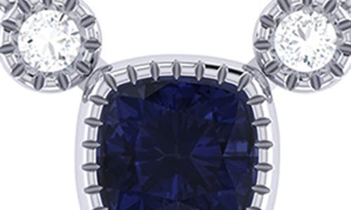 Luvmyjewelry Cushion Cut Sapphire & Diamond 14k Gold Birthstone Necklace In Metallic