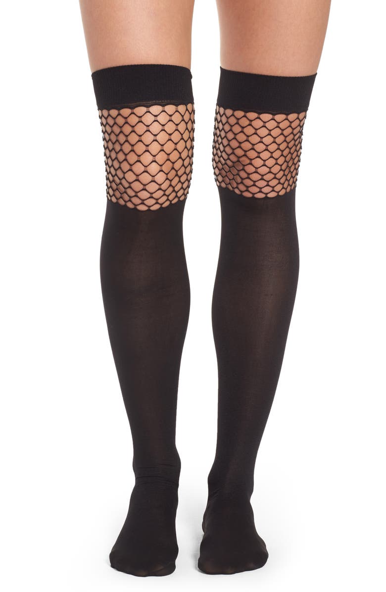 Capelli New York Fishnet Block Over the Knee Socks, Main, color, 
