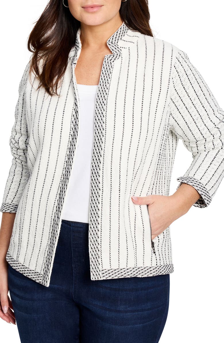 NIC+ZOE Notch Collar Stripe Knit Jacket, Main, color, 
