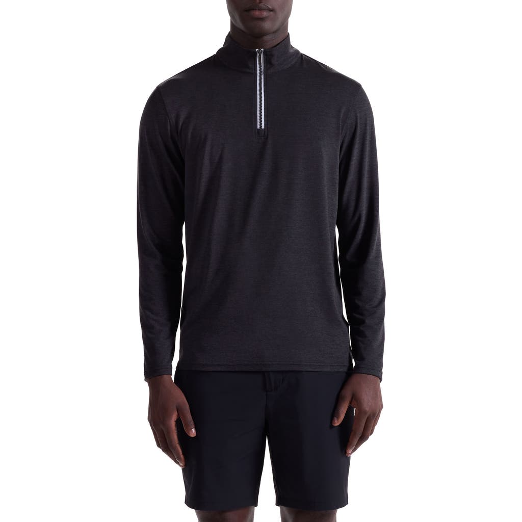 Bugatchi Quarter Zip Pullover In Black