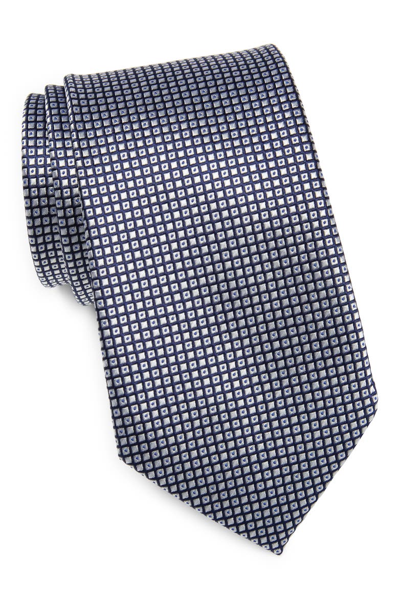 Neat Woven Silk Tie, Main, color, NAVY