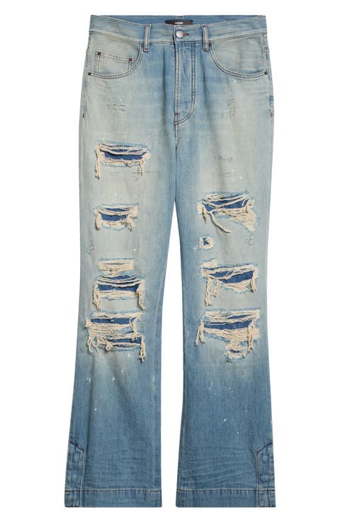Destroyed Straight Flare Jeans