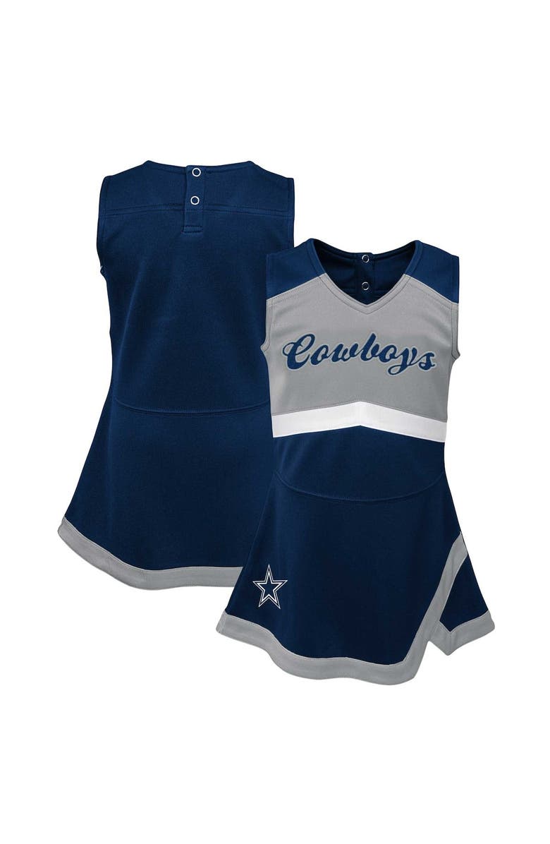 Outerstuff Girls Infant Navy Dallas Cowboys Cheer Captain Jumper Dress, Main, color, Navy