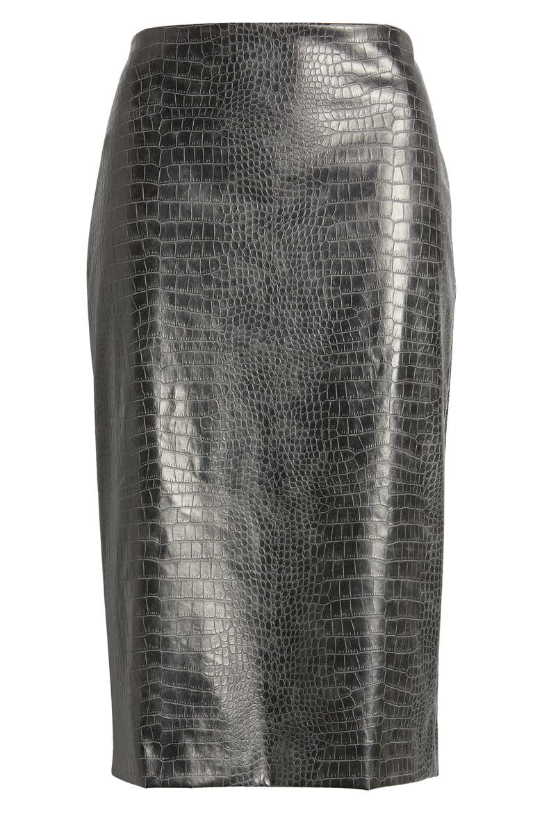 Skimmer Faux Leather Skirt, Alternate, color, NIGHT FALL