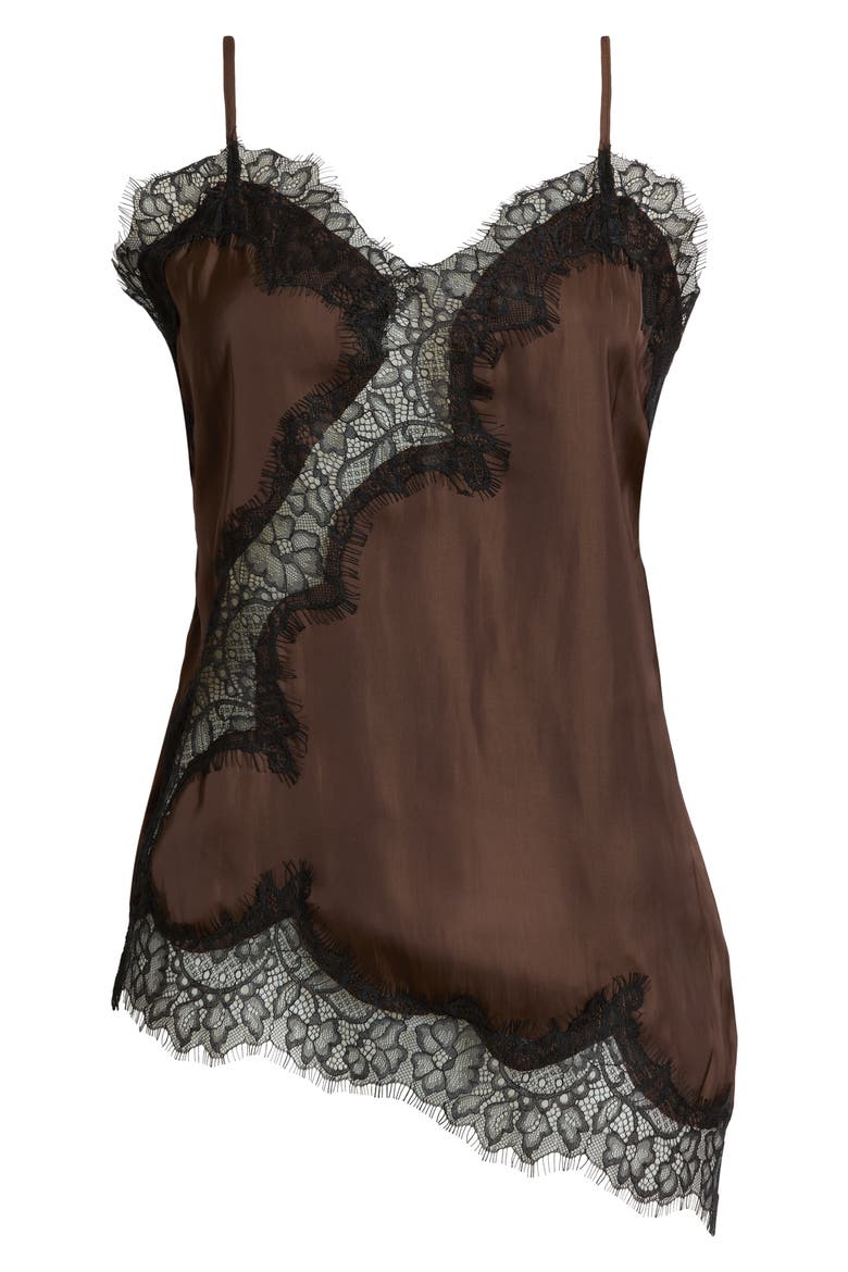 Sonic Lace Trim Asymmetric Tank, Main, color, CHOCOLATE