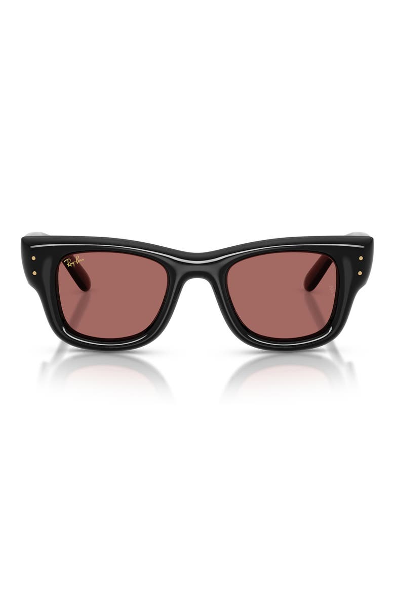 Wayfarer Puffer 50mm Square Sunglasses, Main, color, BLACK / DARK VIOLET