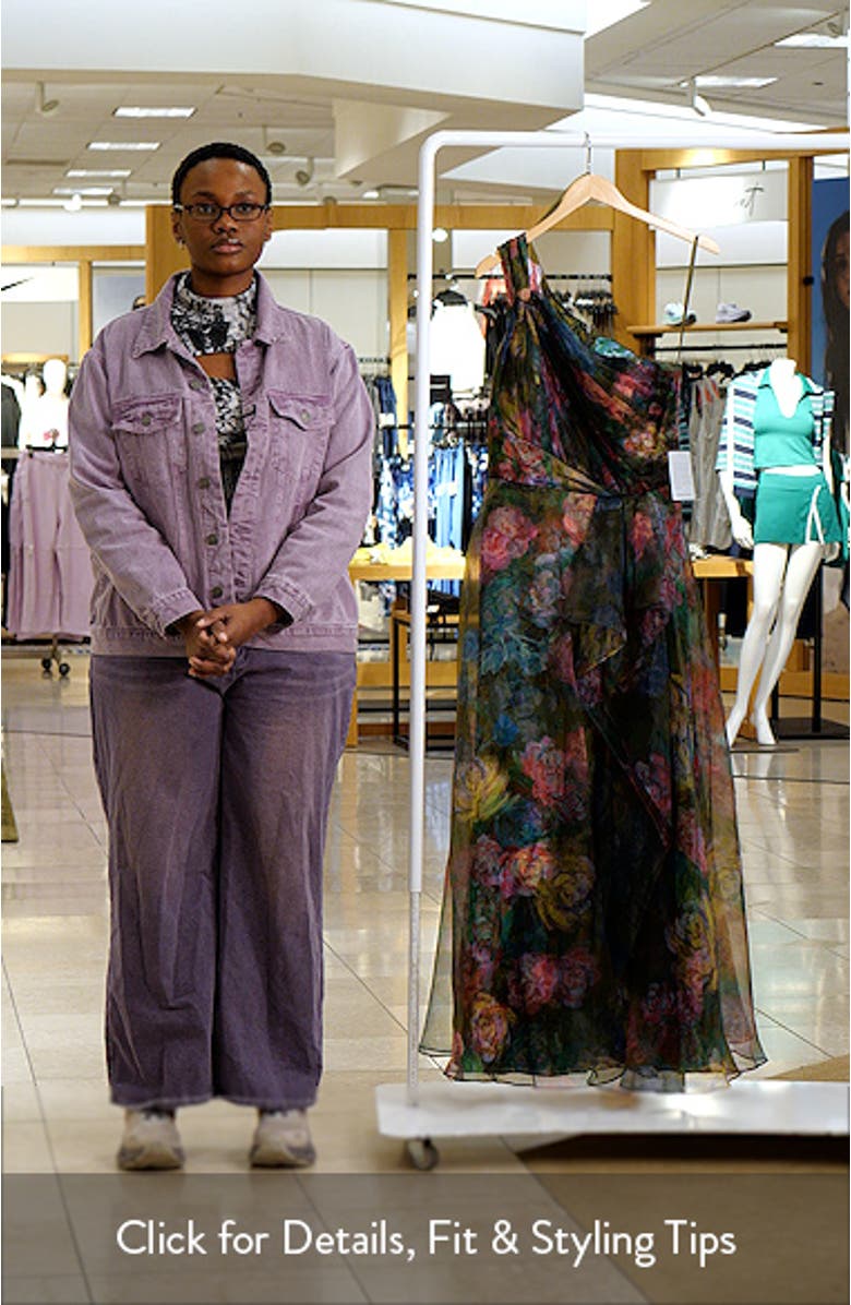 One-Shoulder Floral Organza Gown, sales video thumbnail