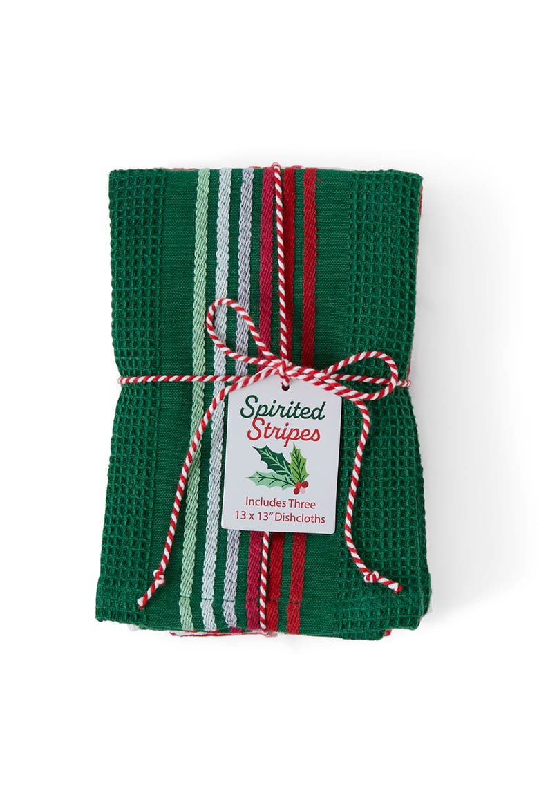 Spirited Stripes Heavyweight Essentials Dishcloth Set of 3, Main, color, Spirited Stripes