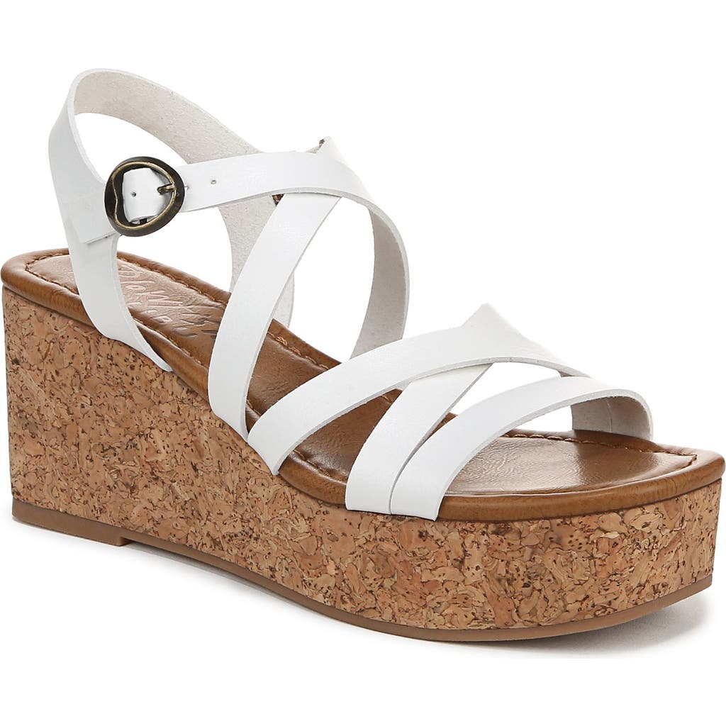 Shop Blowfish Malibu Aurora Strappy Wedge Sandal In White Faux Leather