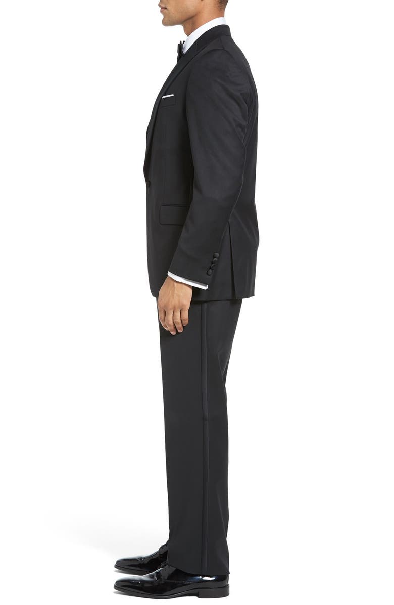David Donahue Russell Classic Fit Loro Piana Wool Peaked Lapel Tuxedo, Alternate, color, 