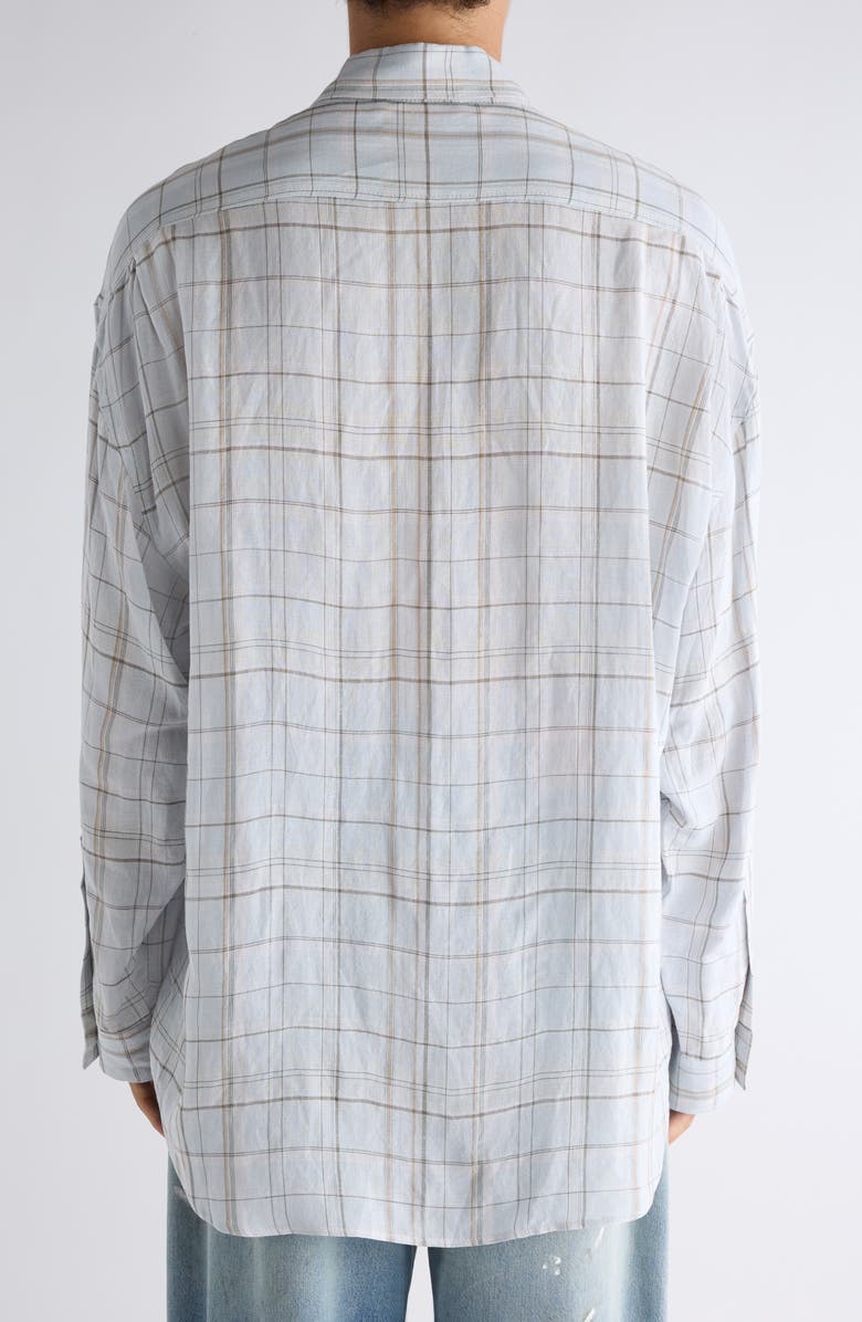 Acne Studios Setar Plaid Button-Up Shirt, Alternate, color, Grey/ Pink