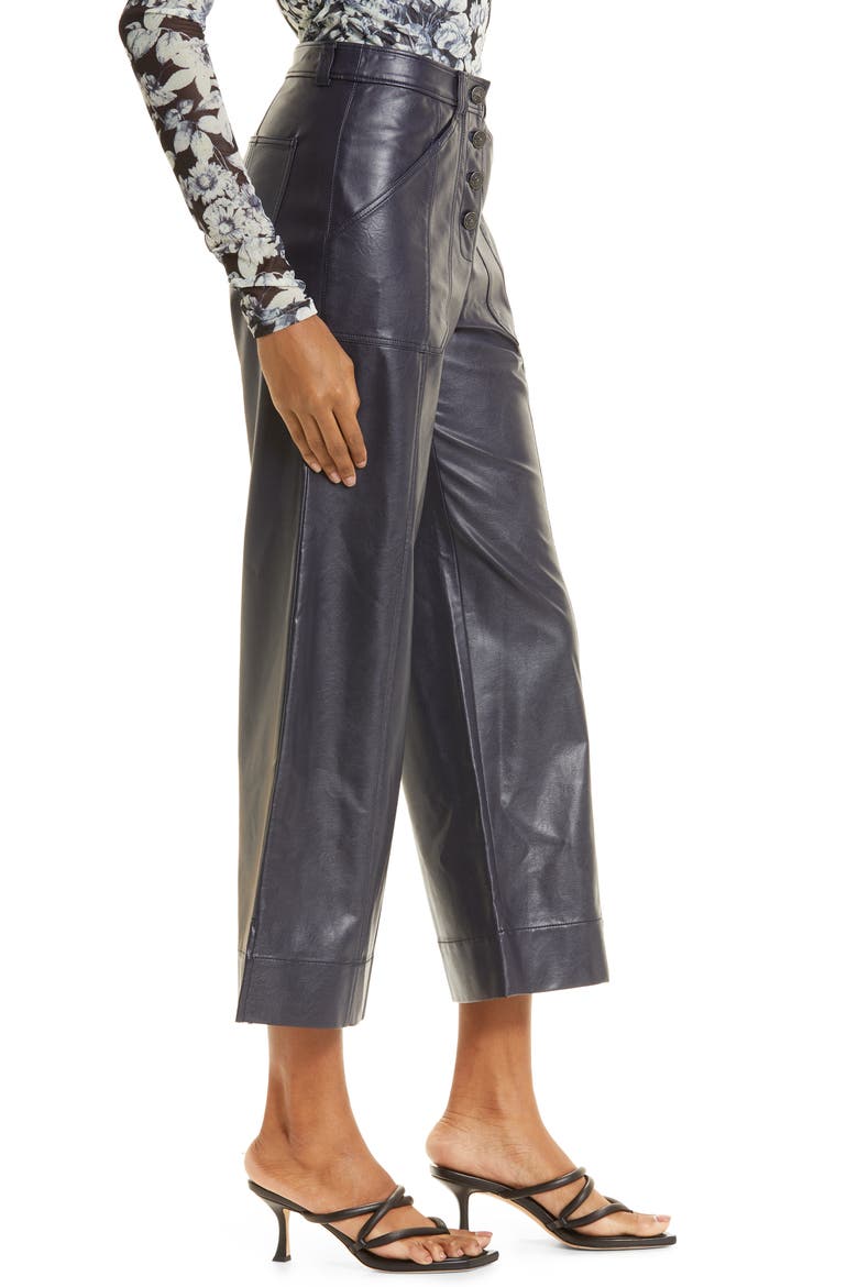 Benji Faux Leather Crop Pants, Alternate, color, NAVY