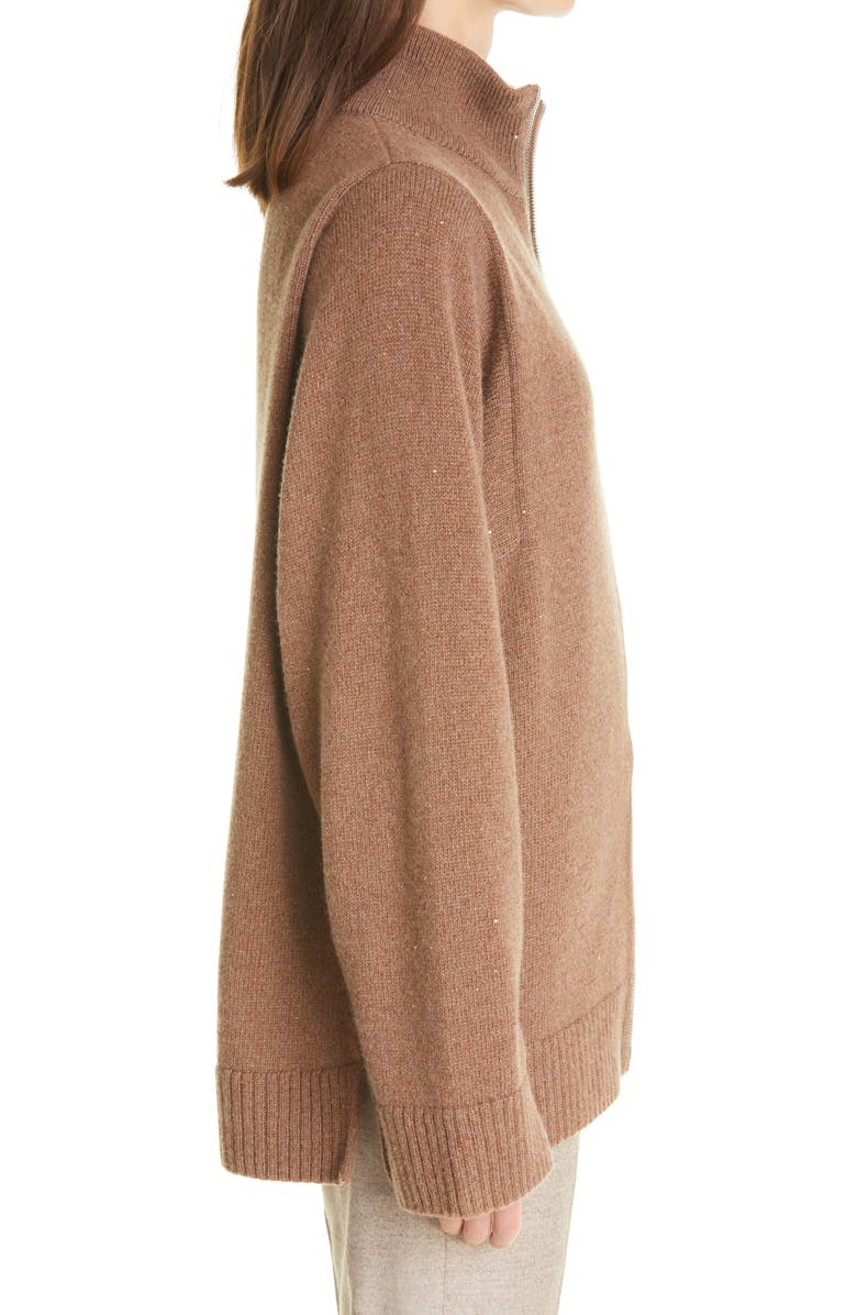 Lafayette 148 New York Sequin Zip Cashmere & Silk Cardigan, Alternate, color, 