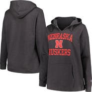 Champion Women's Champion Heather Charcoal Nebraska Huskers Plus Size Heart & Soul Notch Neck Pullover