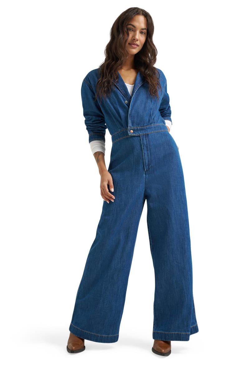 Canyon Wide Leg Denim Coverall, Alternate, color, DENIM LAGOON