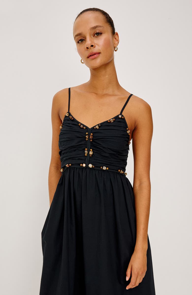 Rails Ivana Polished Stone Detail Cotton Maxi Dress, Alternate, color, Black