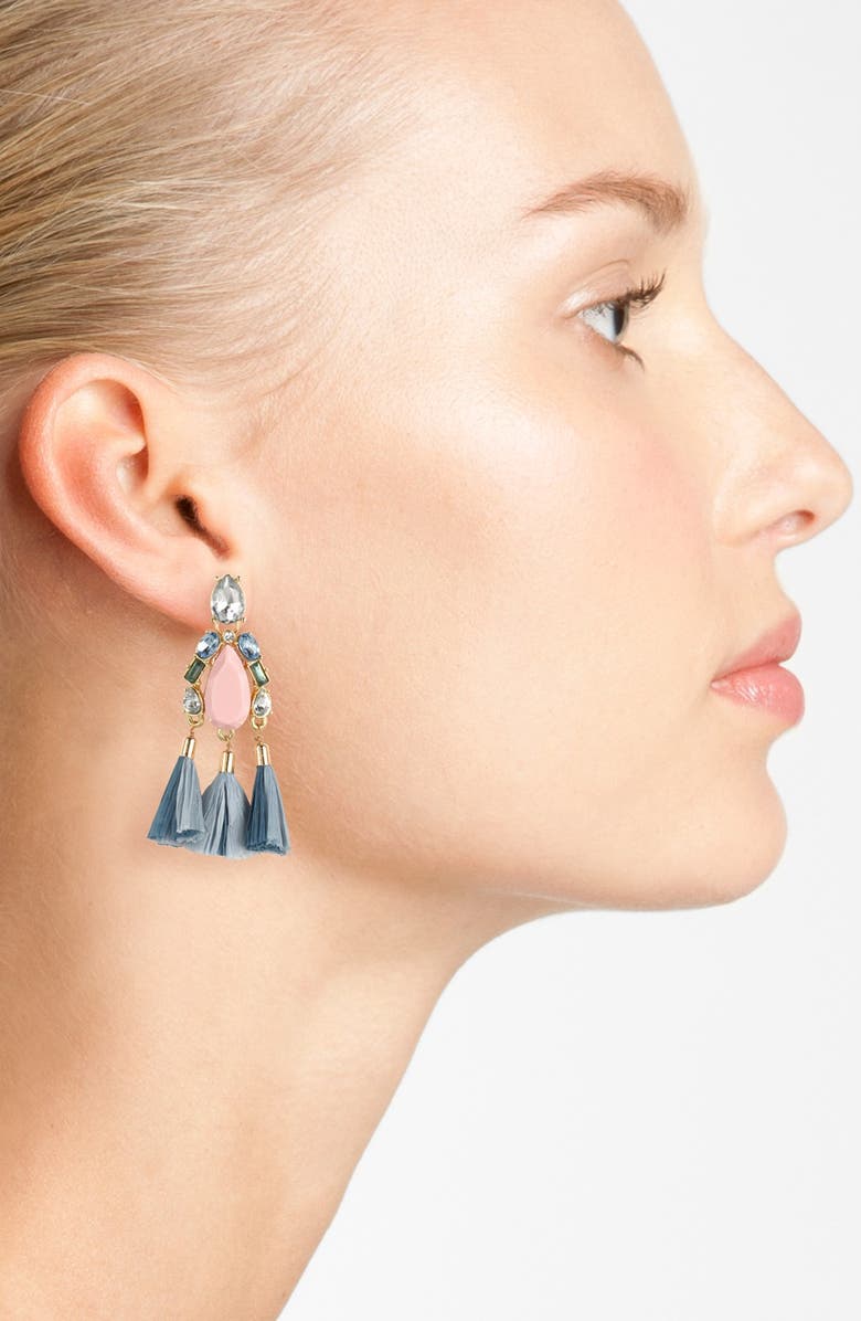 MISSING PIECE 'Raffia Tassel' Mixed Media Drop Earrings, Alternate, color, 