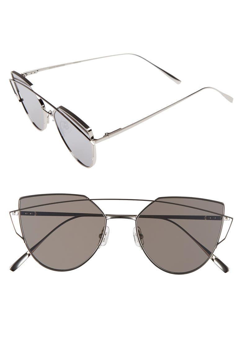 'Love Punch' 55mm Titanium Aviator Sunglasses, Main, color, SILVER