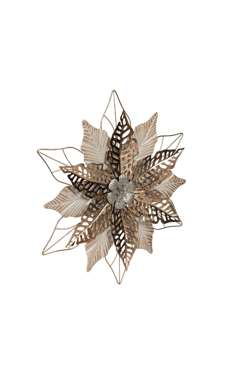 Gallerie II Christmas Poinsettia Wall Hanging Gold Decorative Art Sculpture 18", Alternate, color, Gold