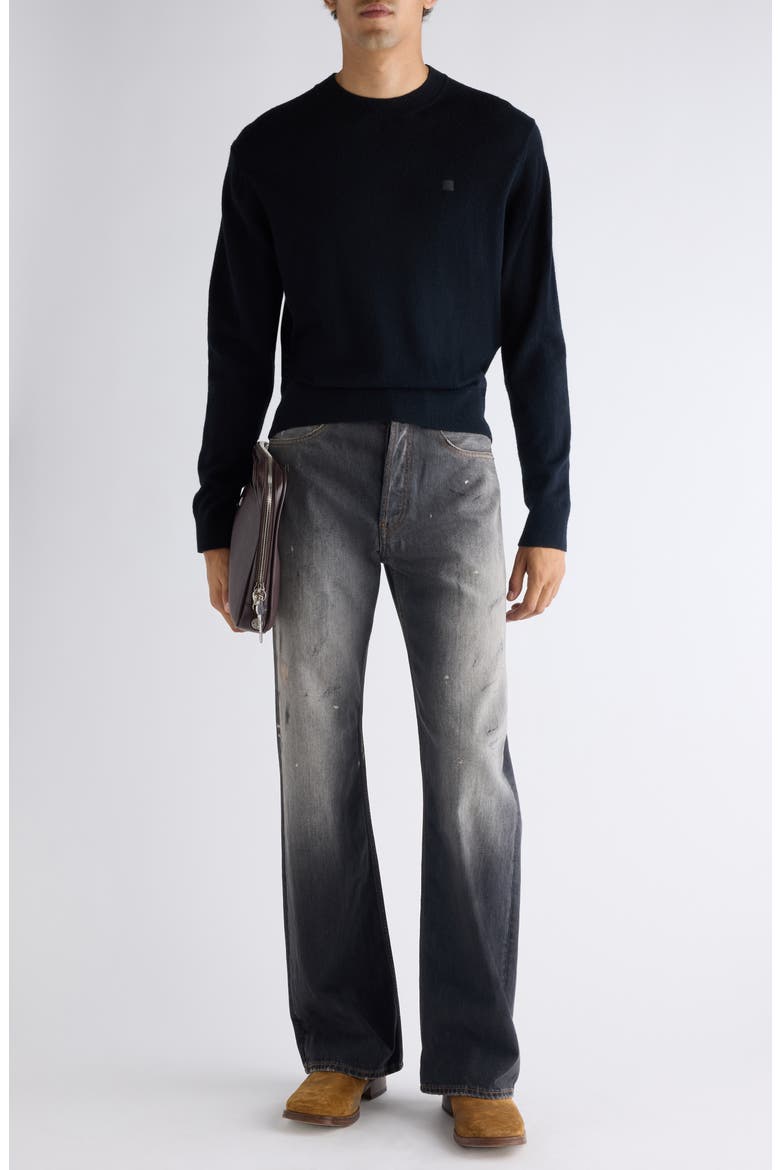 Kalas Core Face Patch Wool & Yak Hair Sweater, Alternate, color, BLACK