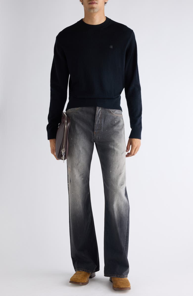 Acne Studios Kalas Core Face Patch Wool
Yak Hair Sweater, Alternate, color, Black