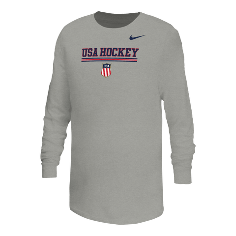 Youth Nike  Gray US Hockey 2026 Winter Olympics Dri-FIT Legend Long Sleeve T-Shirt