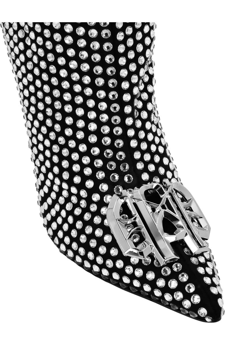 PHILIPP PLEIN Suede Strass Boots Hi-Heels Overknees Gothic Plein Women, Alternate, color, Black/Crystal